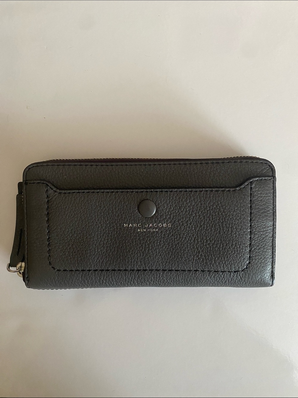 Marc Jacobs Dark Gray Leather Zip Wallet